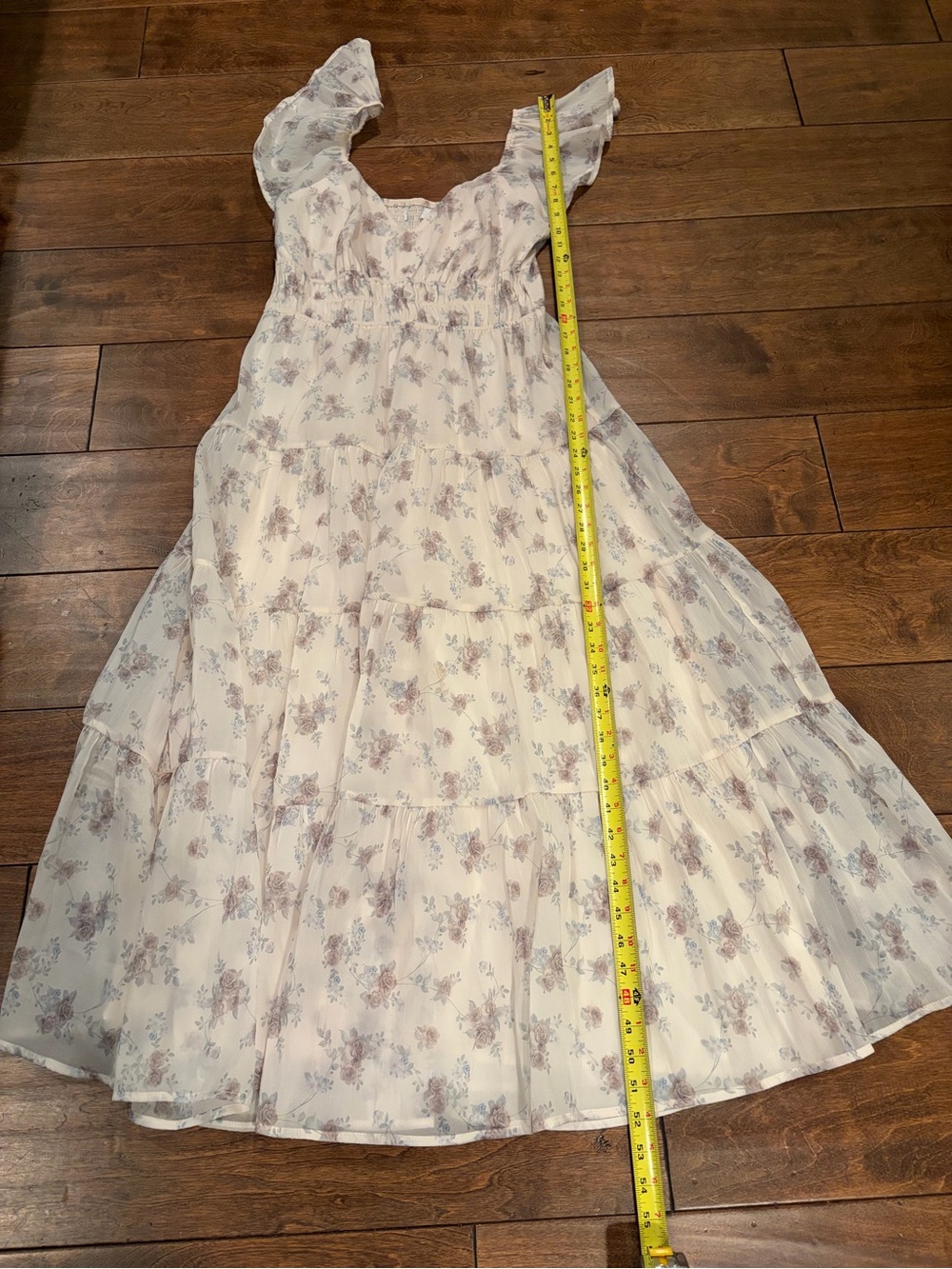 Petal & Pup Talia Cream Floral Maxi Dress with Ruffled Sleeves - Picture 10 of 13